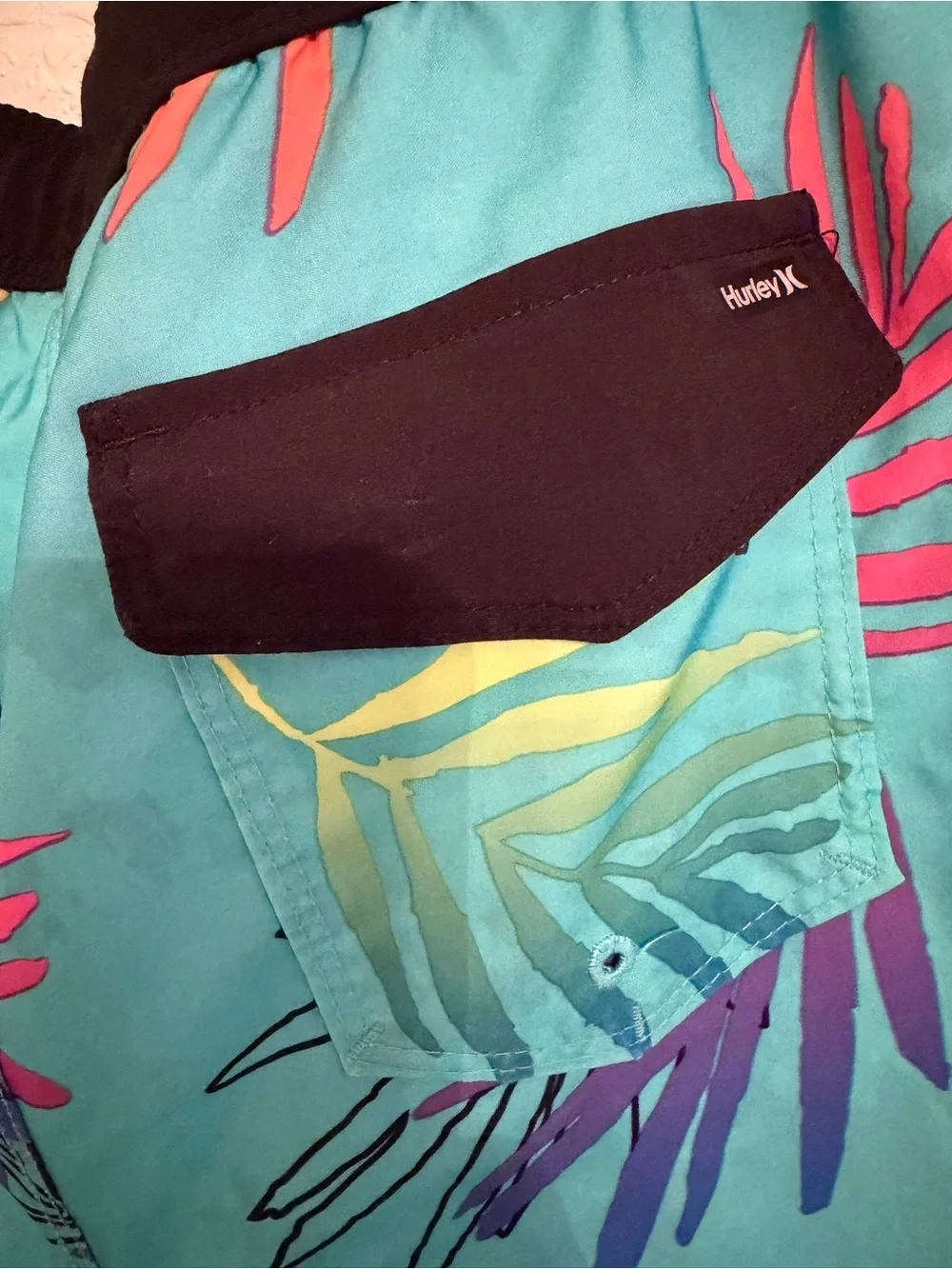Hurley Boys 14/16 Tropical Palm Print Swim Trunks Board Shorts